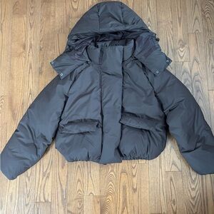 Khy chocolate Puffer Jacket with Hood